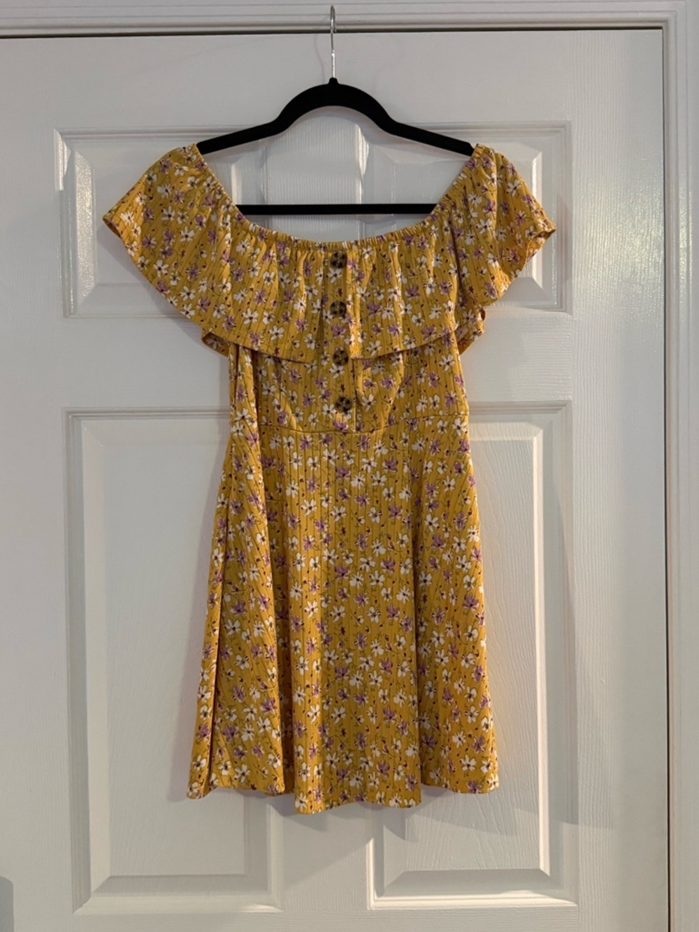 Yellow Floral Off-Shoulder Sundress